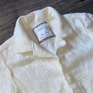 Denim & Flower Cream Textured Button-Down